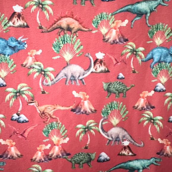 Dolly and Dotty Unique Vintage Red Billie Dinosaur Volcano Flared Midi Dress 10 - Picture 8 of 13